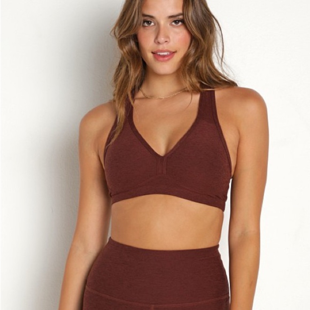 Beyond Yoga Spacedye Lift Your Spirits Bra Mahogany Brown Size Large